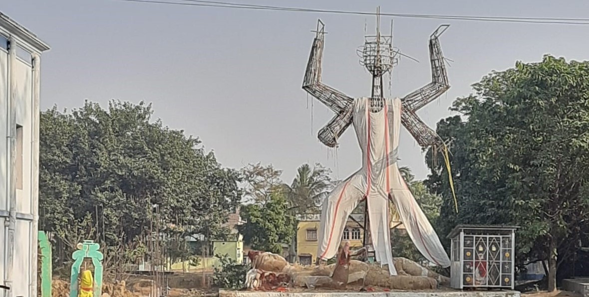 Gigantic Durga idol taking shape for festival