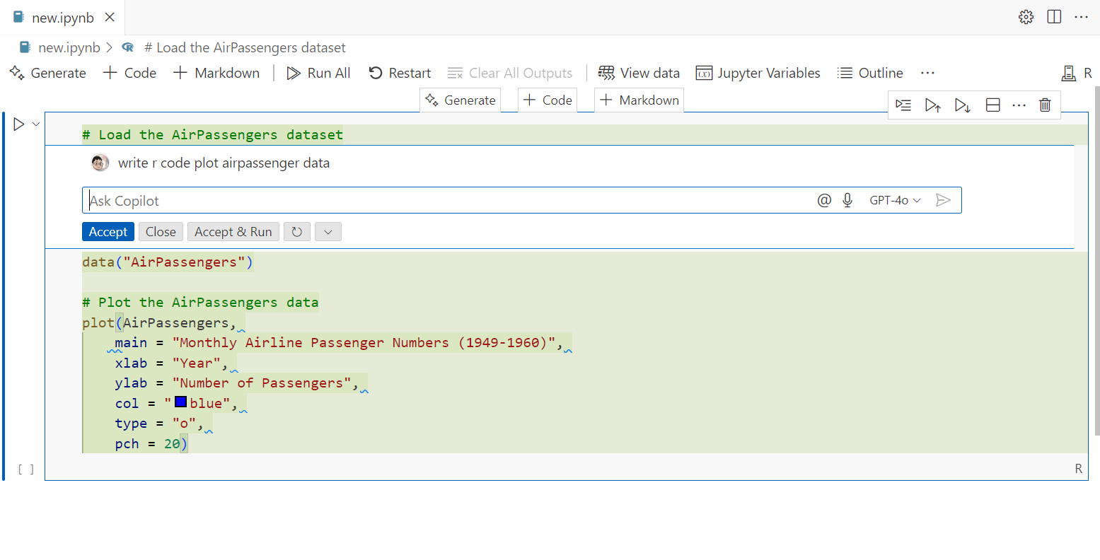 Jupyter Notebook generate R code