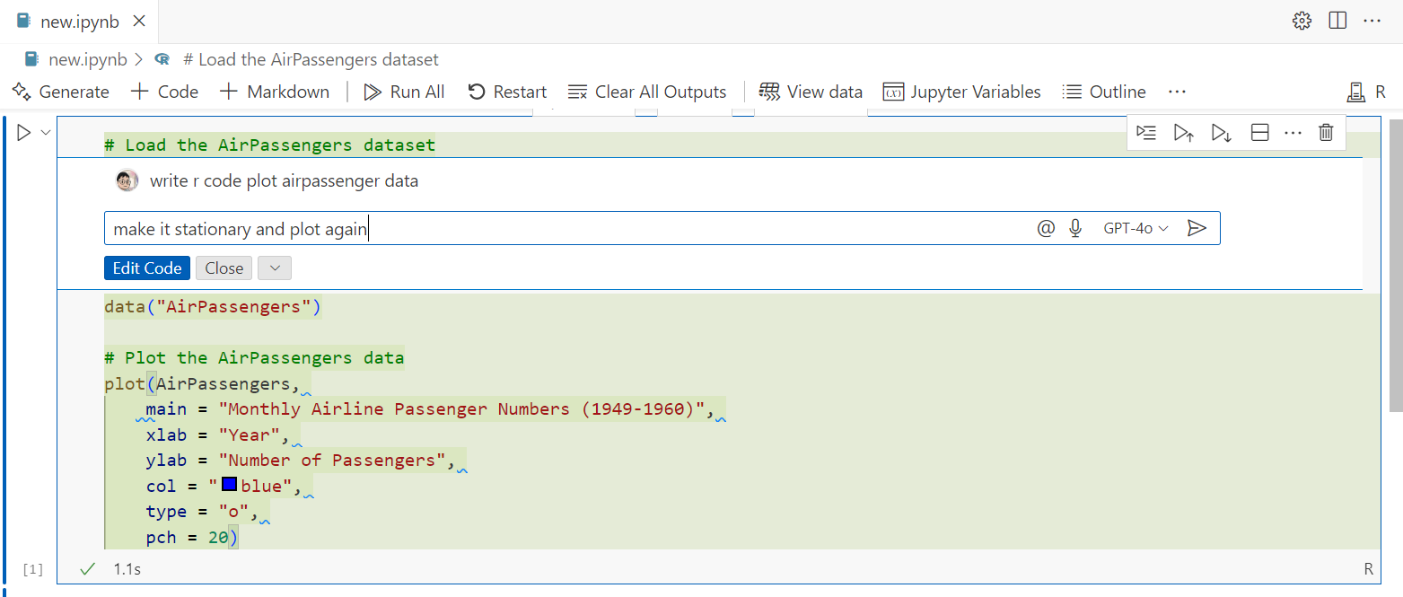 Accept or modify code with prompt