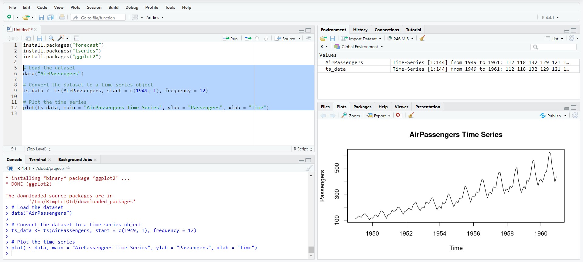 R Studio running above code