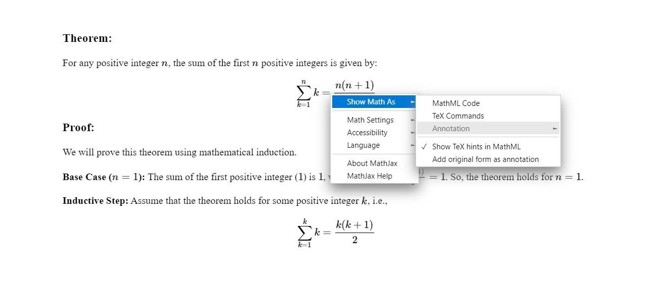 Mathjax Contextual Menu