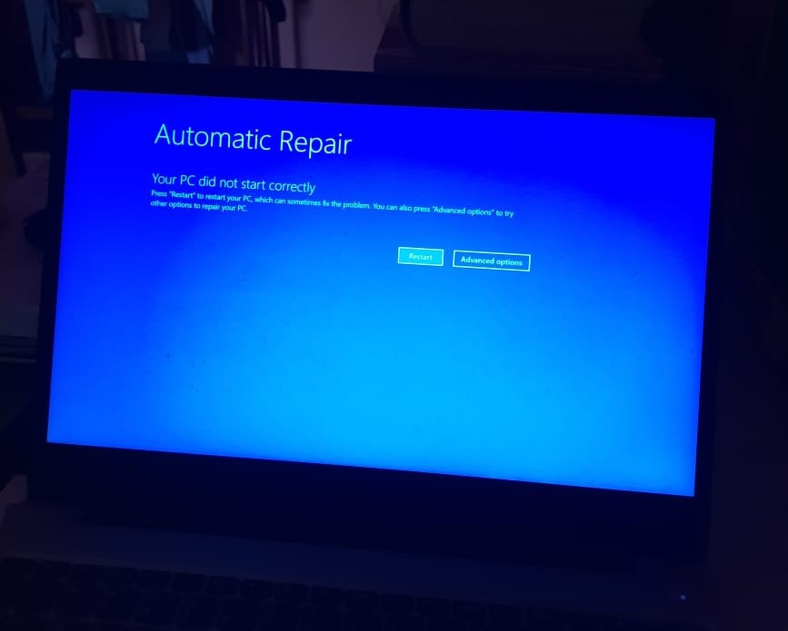 Automatic repair after turn on the laptop